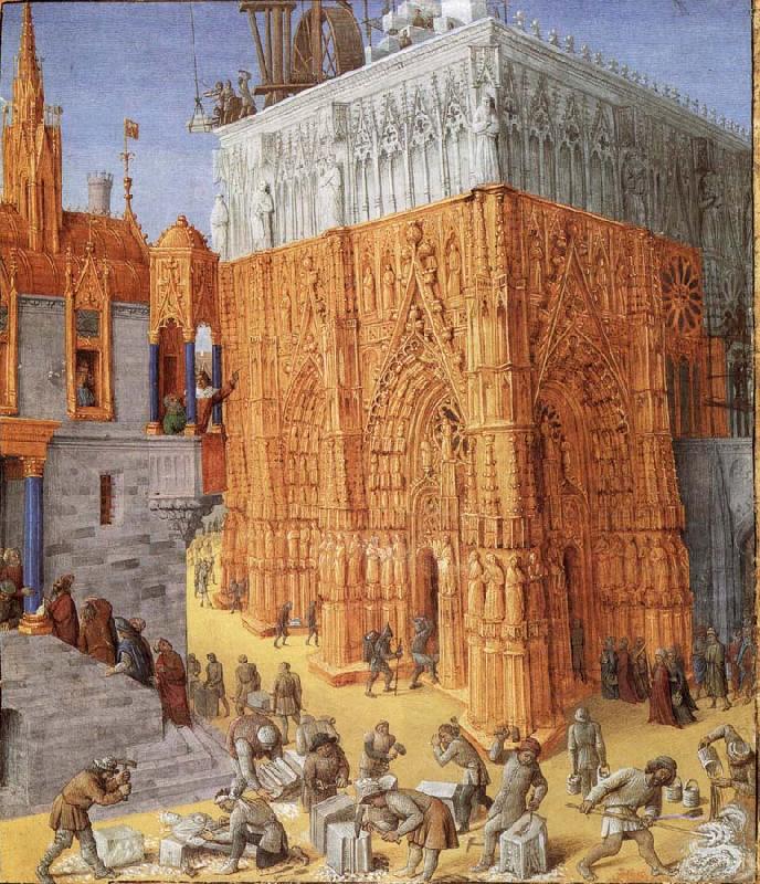 Jean Fouquet The building of the temple to jerusalem, from Flavius Josephus De antiquity skills and wars of the Jews France oil painting art
